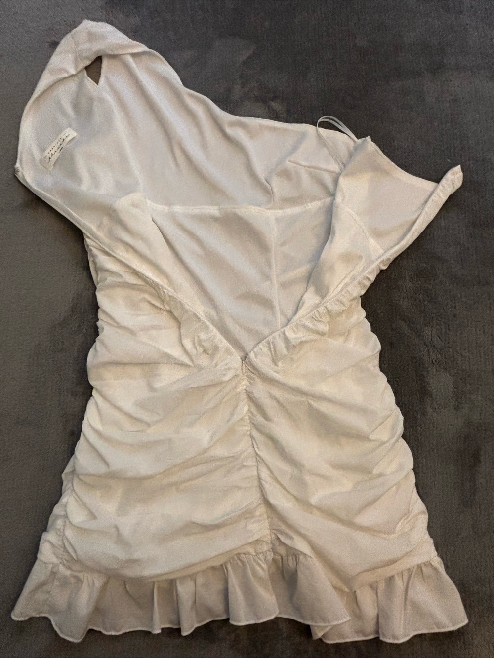 American Threads One-Shoulder Ivory Ruffle Mini Dress - Picture 5 of 6